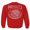 0081. Hecho En Mexico Mexican Flag Coat of Arms Escudo Mexicano 5 Mayo Men's Crewneck Sweatshirt (Red, Medium) view 3