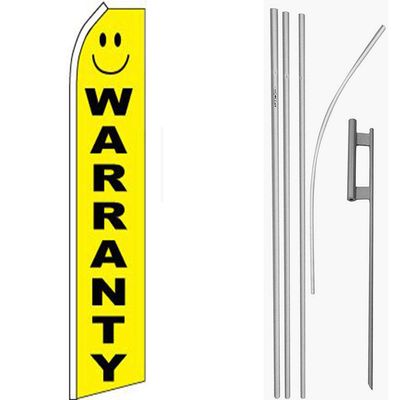 MWS Warranty Yellow/Black Swooper Flag & 16ft Flagpole Kit/Ground Spike