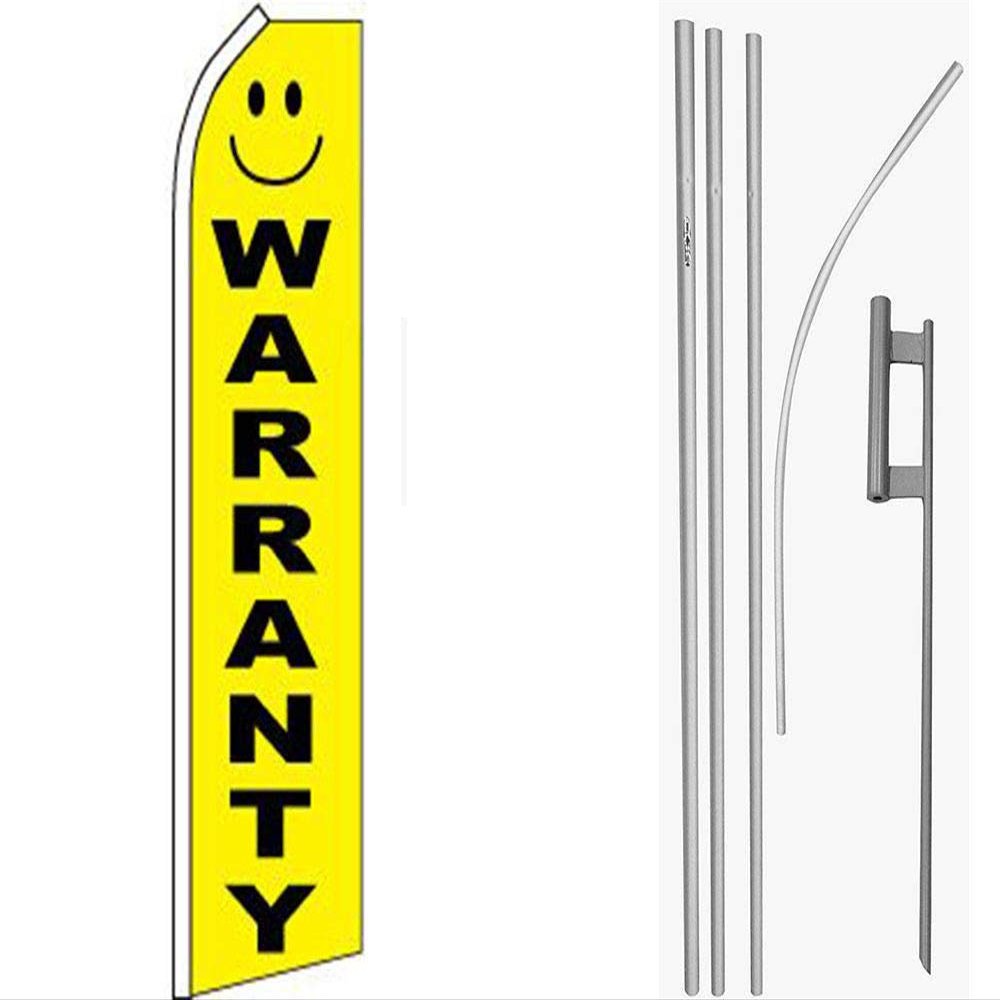 MWS Warranty Yellow/Black Swooper Flag & 16ft Flagpole Kit/Ground Spike