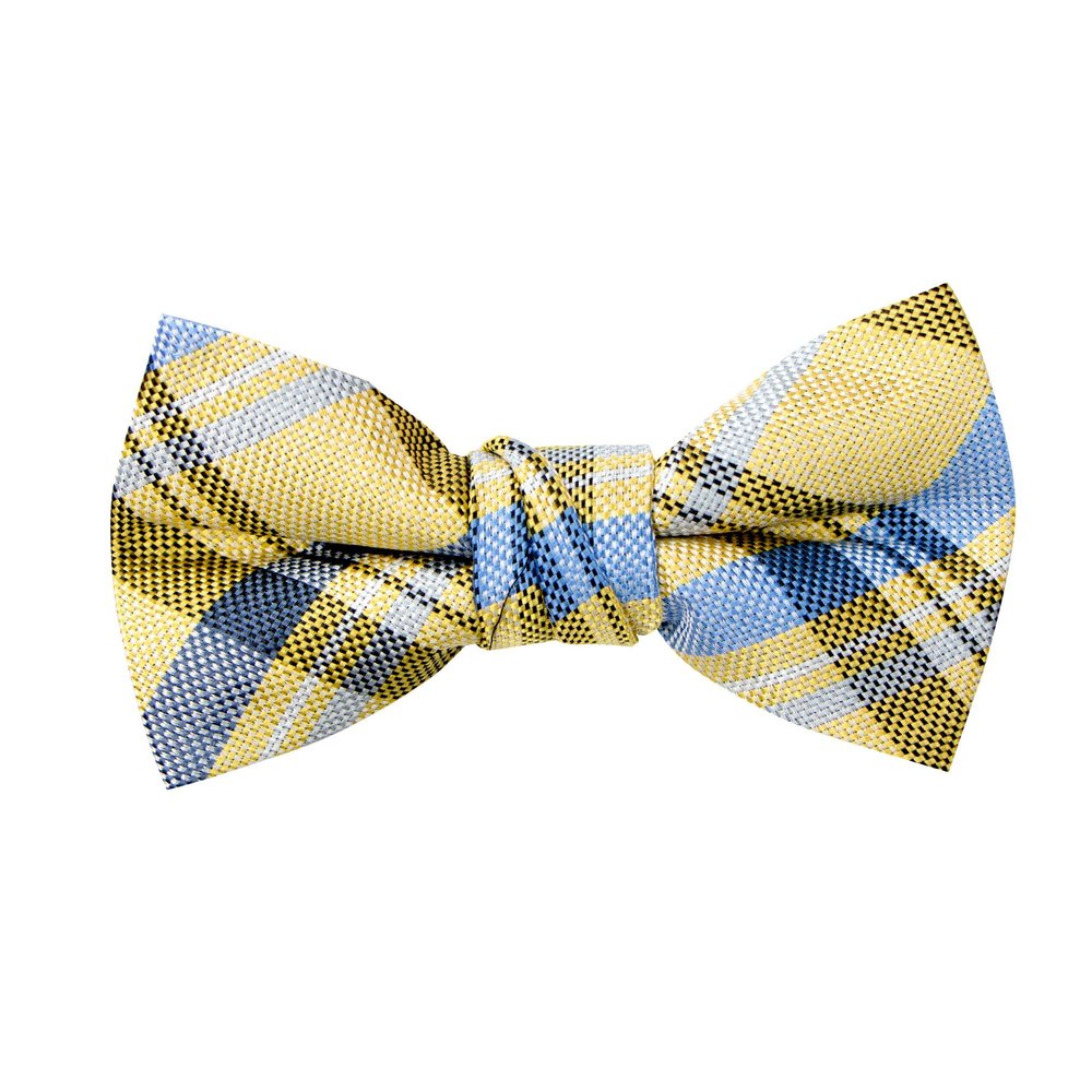 Spring Notion Boy's Tartan Plaid Woven Bow Tie Yellow Large