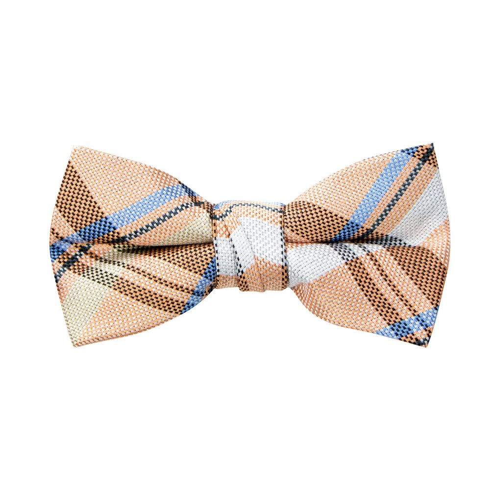 Spring Notion Boy's Tartan Plaid Woven Bow Tie Orange Medium