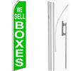 MWS We Sell Boxes Green/White Swooper Flag & 16' Flagpole Kit/Ground Spike view 1