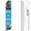 MWS Walk in Drive Out Blue/White/Orange Swooper Flag & 16' Flagpole Kit/Ground Spike view 1