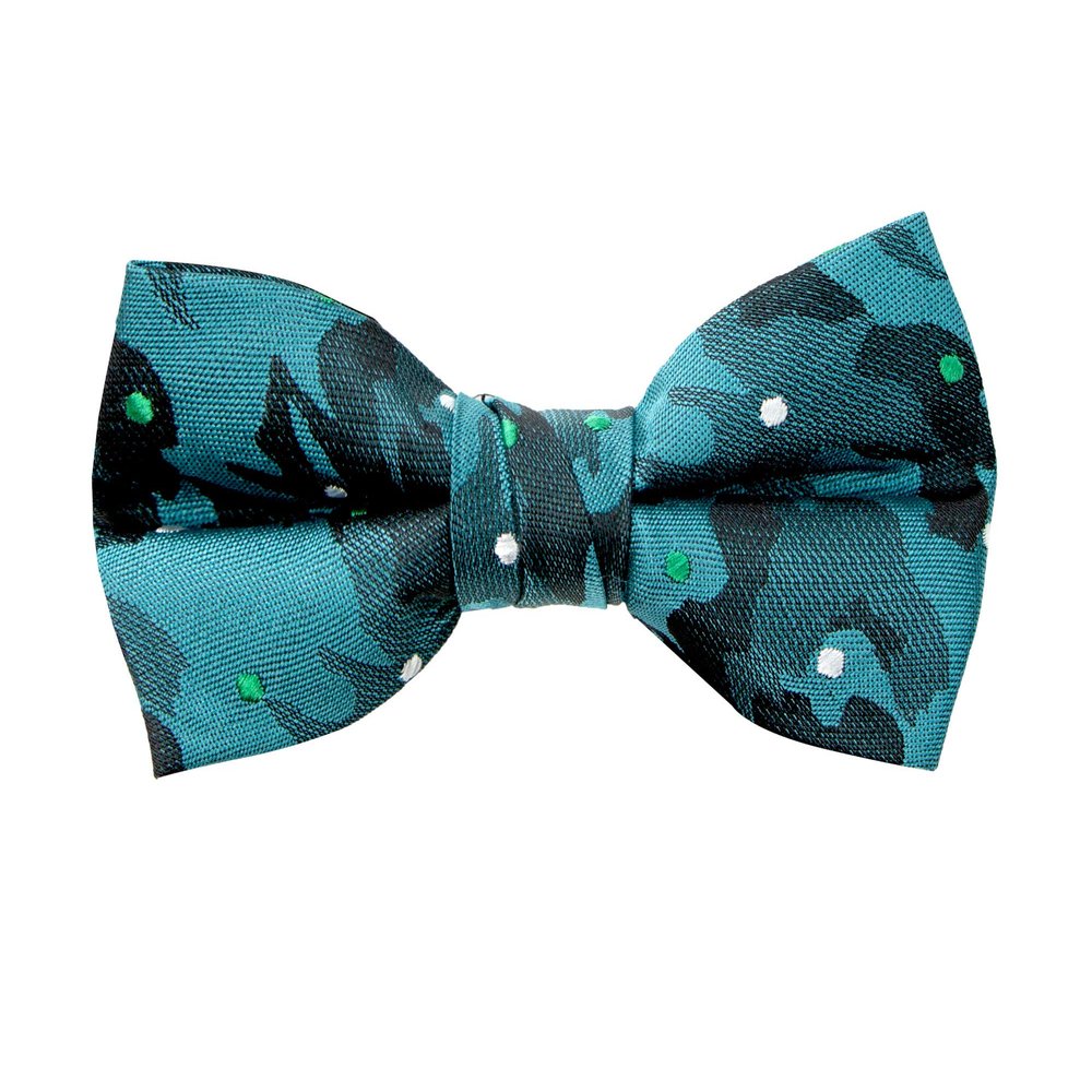 Spring Notion Boy's Dotted Camoflouge Woven Bow Tie Teal Small