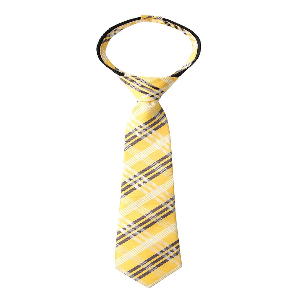 Spring Notion Boy's Plaid Woven Zipper Tie Yellow X-Large