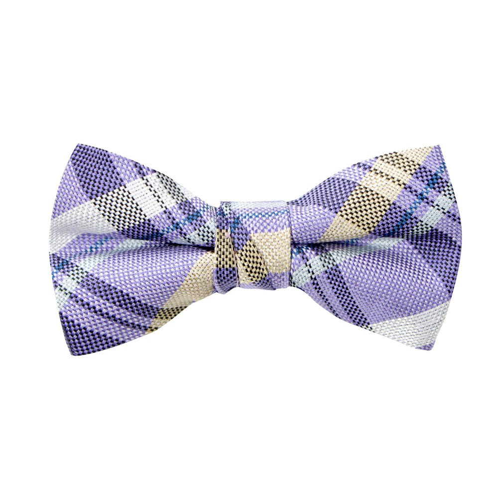 Spring Notion Boy's Tartan Plaid Woven Bow Tie Lilac Small