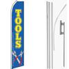 MWS Tools Blue/Yellow Swooper Flag & 16ft Flagpole Kit/Ground Spike view 1