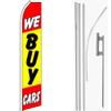 MWS We Buy Cars Red/Yellow / White Swooper Flag & 16ft Flagpole Kit/Ground Spike view 1