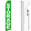 MWS Storage Green/White Swooper Flag & 16ft Flagpole Kit/Ground Spike view 1