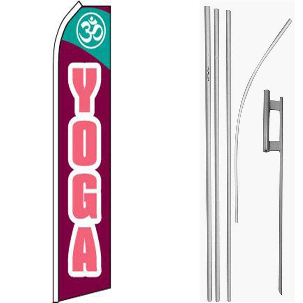 MWS Yoga Pink/Light Pink Swooper Flag & 16' Flagpole Kit/Ground Spike
