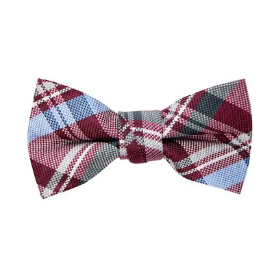 Spring Notion Boy's Tartan Plaid Woven Bow Tie Burgundy Medium