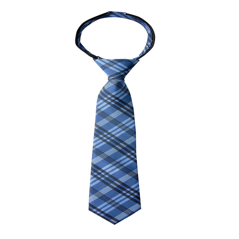 Spring Notion Boy's Plaid Woven Zipper Tie Blue X-Large