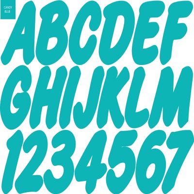 STIFFIE WhipOne Candy Blue Super Sticky 3" Alpha Numeric Registration Identification Numbers Stickers Decals for Sea-Doo Spark, Inflatable Boats, Ribs, Hypalon/PVC, PWC and Boats.