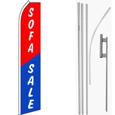 MWS Sofa Sale Red/White/Blue Swooper Flag & 16ft Flagpole Kit/Ground Spike