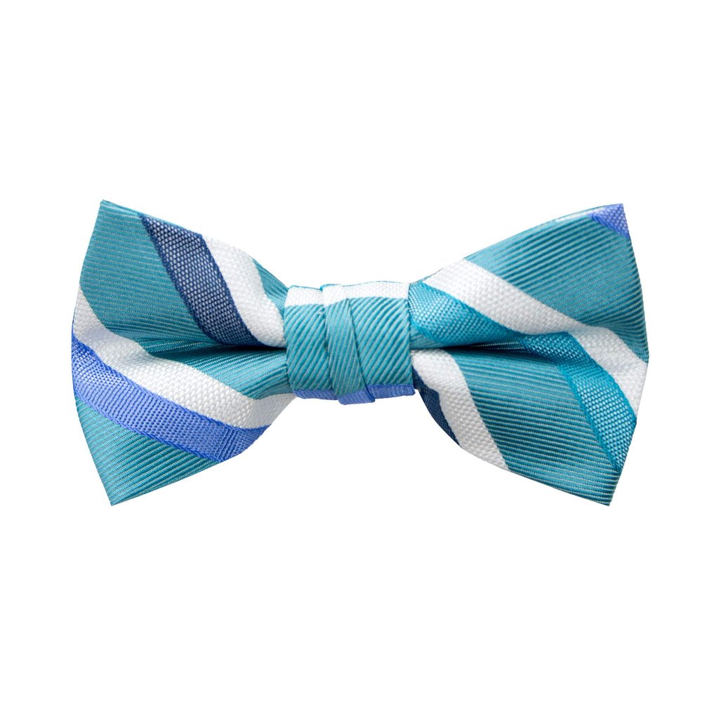 Spring Notion Boy's Striped Woven Bow Tie Light Blue Large