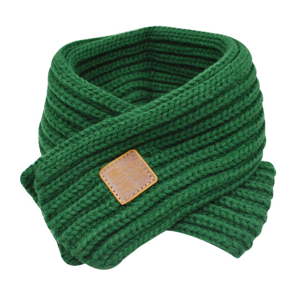 Mily Children Scarf Kids Winter Warm Knit Scarves Fashion Solid Color Boys Girls Cable Scarf Green