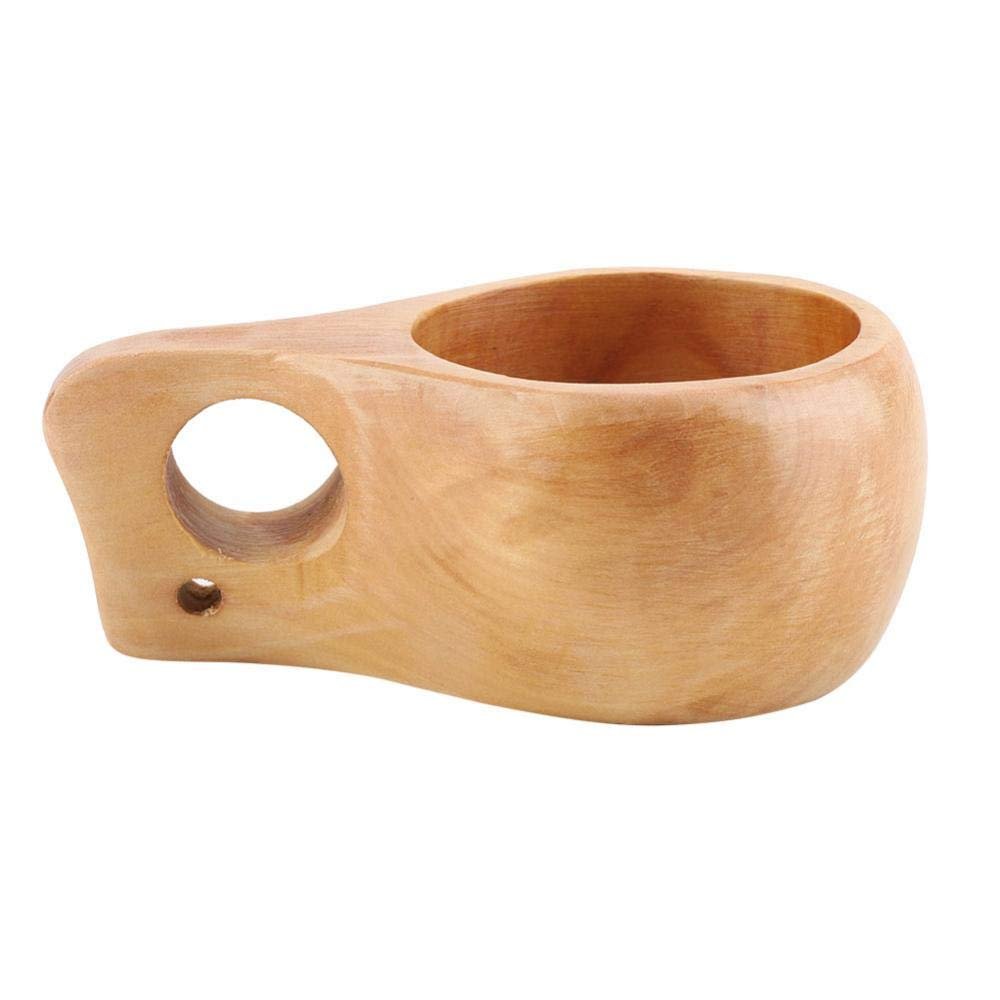 Fdit Wooden Tea Coffee Cup Portable Outdoor Wood Drinks Lightweight Hardwood Drinking Mug Handle(#2)