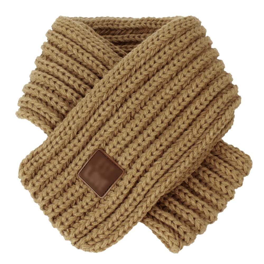 Aisi Mily Children Scarf Kids Winter Warm Knit Scarves Fashion Solid Color Boys Girls Cable Scarf Coffee