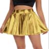 Urban CoCo Women's Shiny Flared Pleated Mini Skater Skirt (L, Gold) view 1