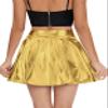 Urban CoCo Women's Shiny Flared Pleated Mini Skater Skirt (L, Gold) view 4