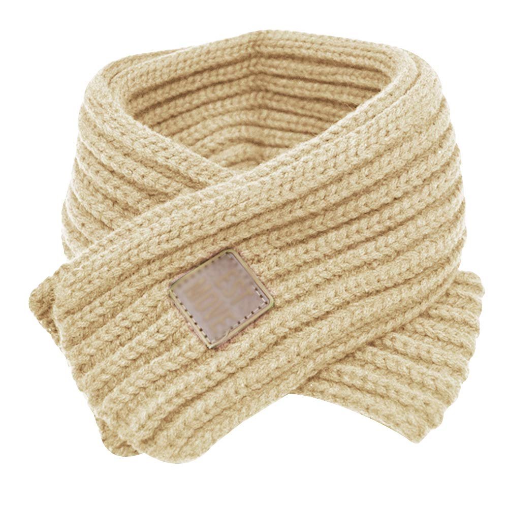 Mily Children Scarf Kids Winter Warm Knit Scarves Fashion Solid Color Boys Girls Cable Scarf Beige