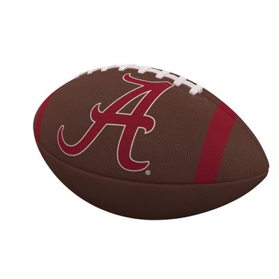 Logo Brands NCAA Alabama Crimson Tide Full-Size Compsite Football Team Color Stripe Design | Durable Composite Leather with Grip Laces | Great for Tailgates