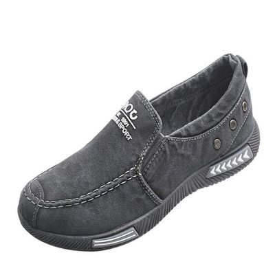 Men's Canvas Low Top Shoes Slip on Sneakers Casual Loafers Sneakers Grey