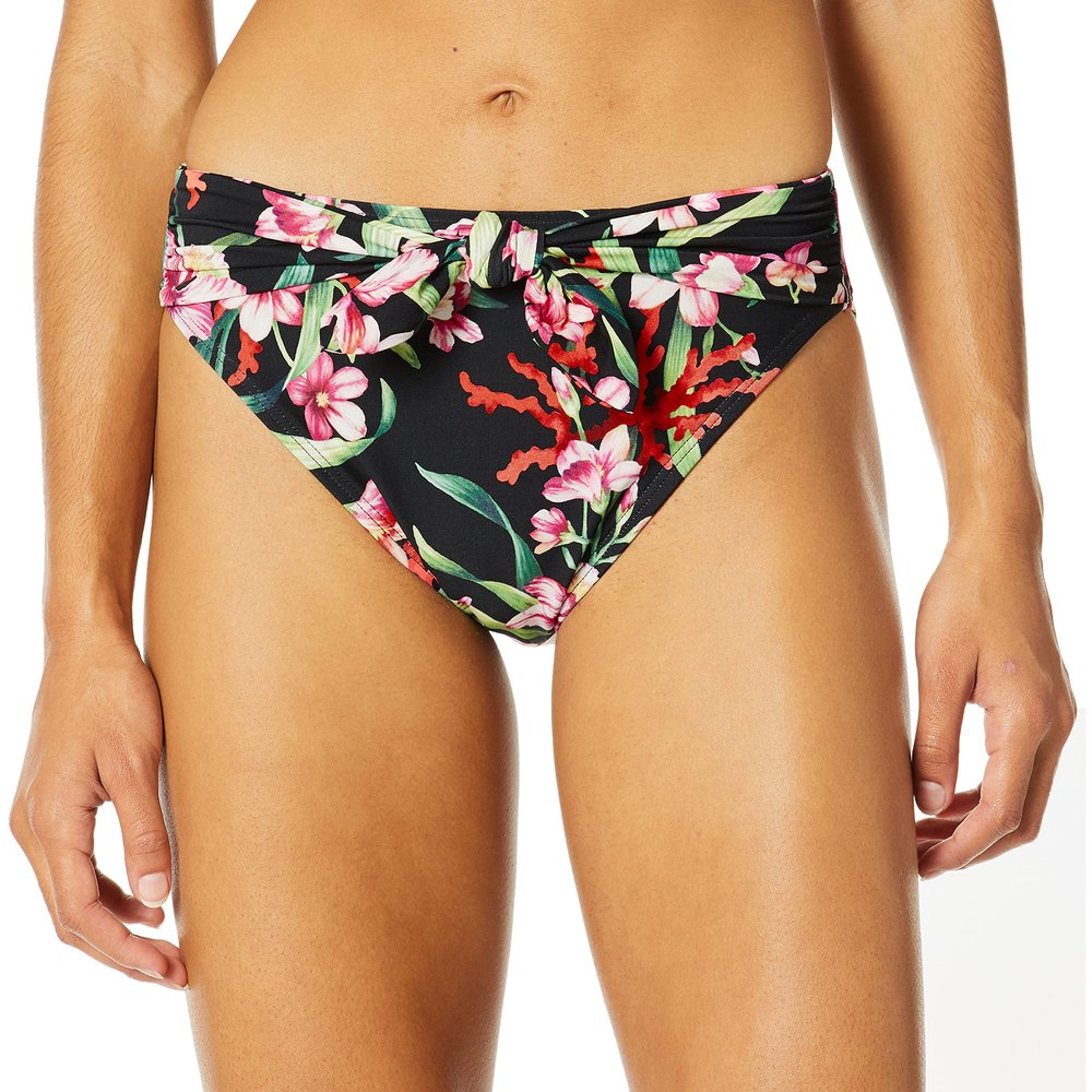 Carmen Marc Valvo Women's Bikini Bottom Swimsuit with Front tie Swimwear, Garden Party Black, L