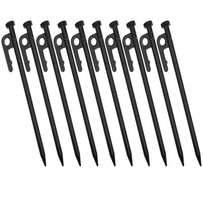 LBY 10pcs Heavy-Duty Solid Steel Tent Stakes, 20cm(7.87'') Camping Ground Anchors, Steel System Outdoor Tent Nail, 45# Steel (Black)