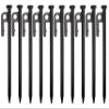 LBY 10pcs Heavy-Duty Solid Steel Tent Stakes, 20cm(7.87'') Camping Ground Anchors, Steel System Outdoor Tent Nail, 45# Steel (Black) view 2