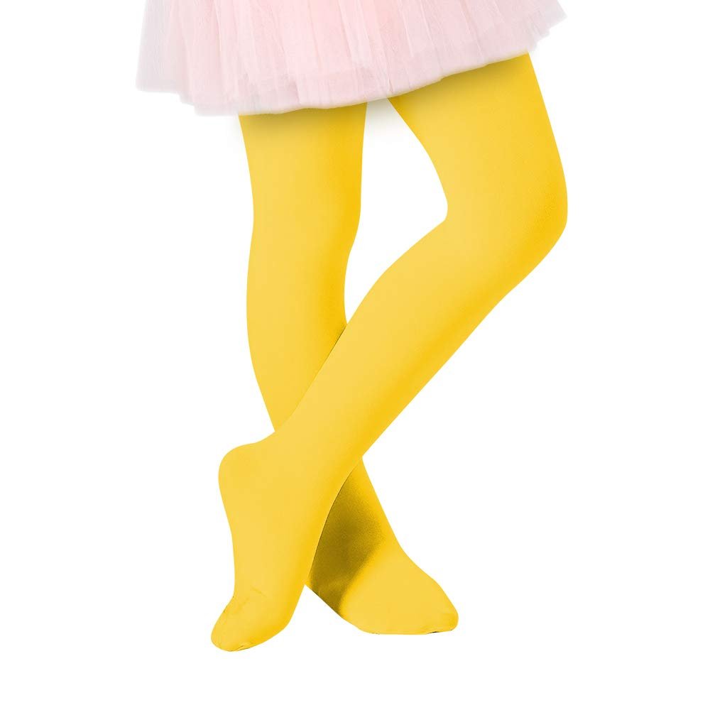 Century Star Girls Ballet Tights Toddler-Super Soft Footed Dance Tights for Kids 1 Pack Yellow 9-14 Years