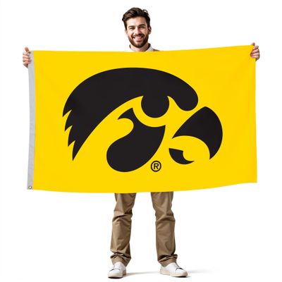 Iowa Hawkeyes College Sports Printed Flag - NCAA Licensed - Nylon - School Banner (Gold, Black, 3' x 5')