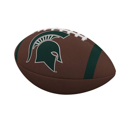 Logo Brands NCAA Michigan State Spartans Full-Size Compsite Football Team Color Stripe Design | Durable Composite Leather with Grip Laces | Great for Tailgates