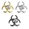 Covet Jewelry Clear CZ Centered Biohazard Symbol Internally Threaded 316L Surgical Steel Dermal Top (Gold/Clear) view 3