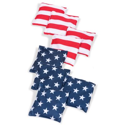 Backyard Champs 16 Ounce Authentic Cornhole Bean Bag Set - Pack of 8, Stars and Stripe, multi (BYCBB8-SAS-1)