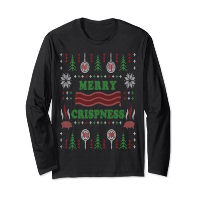 Funny Bacon Lover Ugly Christmas Sweater Party Shirts Long Sleeve T-Shirt