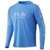 Huk Men's Icon X Hoodie | Long-Sleeve Performance Shirt with UPF 30+ Sun Protection, Carolina Blue, Small view 1