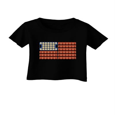 TOOLOUD American Breakfast Flag - Bacon and Eggs Infant T-Shirt Dark Black - 06Months