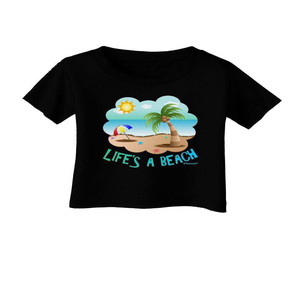 TOOLOUD Fun Summer Beach Scene - Life's a Beach Infant T-Shirt Dark Black - 06Months