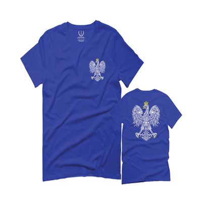 0083. Poland Pride Vintage Style Retro Polish Eagle Flag Polska Soccer for Men T Shirt (Royal Large)