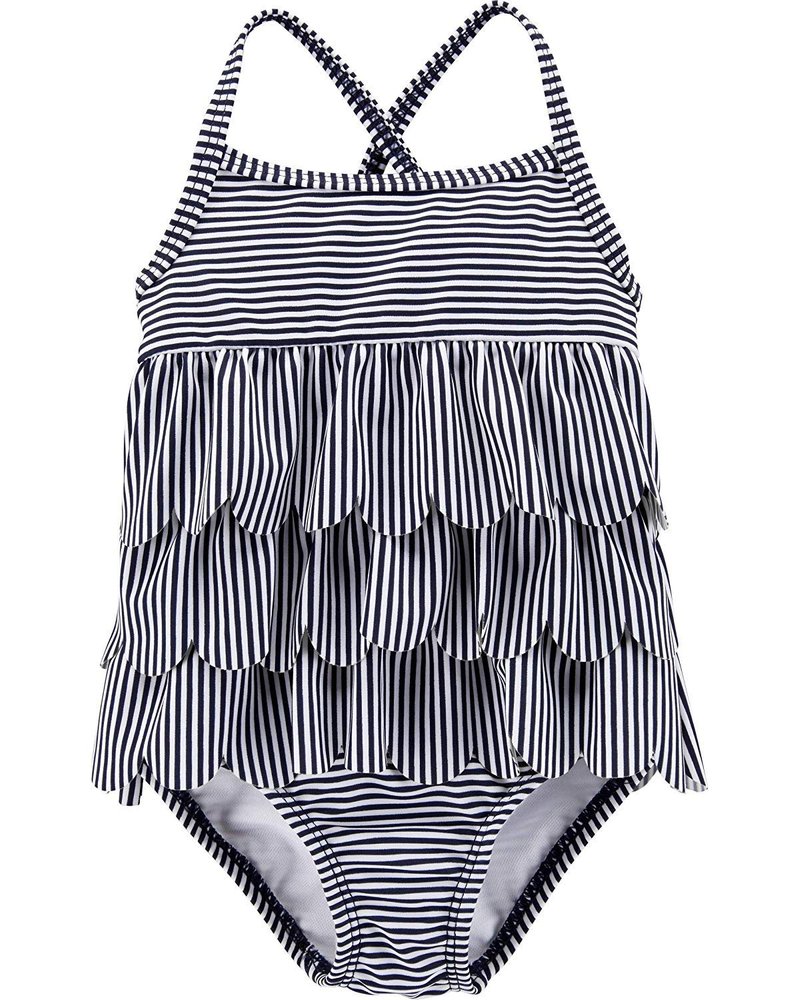 Carter's Baby Girl's Two-Piece Swimsuit Swimwear, Blue Stripe, 6 Months