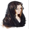 PAMOR Infinity Chapel Veil Floral Latin Mass Head Covering Lace Scarf Mantilla Veils for Church (Black) view 2