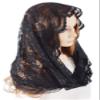 PAMOR Infinity Chapel Veil Floral Latin Mass Head Covering Lace Scarf Mantilla Veils for Church (Black) view 4