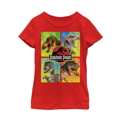 Jurassic Park Girl's Face Time T-Shirt, Red, X-Large