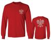 0083. Poland Pride Vintage Style Retro Polish Eagle Flag Polska Soccer Men's Long Sleeve t Shirt (Red, Large) view 1