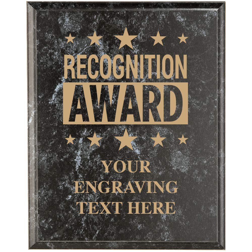 Crown Awards Corporate Employee Recognition Plaques - 7 x 9 Recognition Award Black Marbleized Recognition Trophy Plaque Award Prime