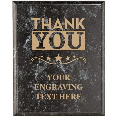 Crown Awards Corporate Employee Recognition Plaques - 7 x 9 Thank You Black Marbleized Recognition Trophy Plaque Award Prime