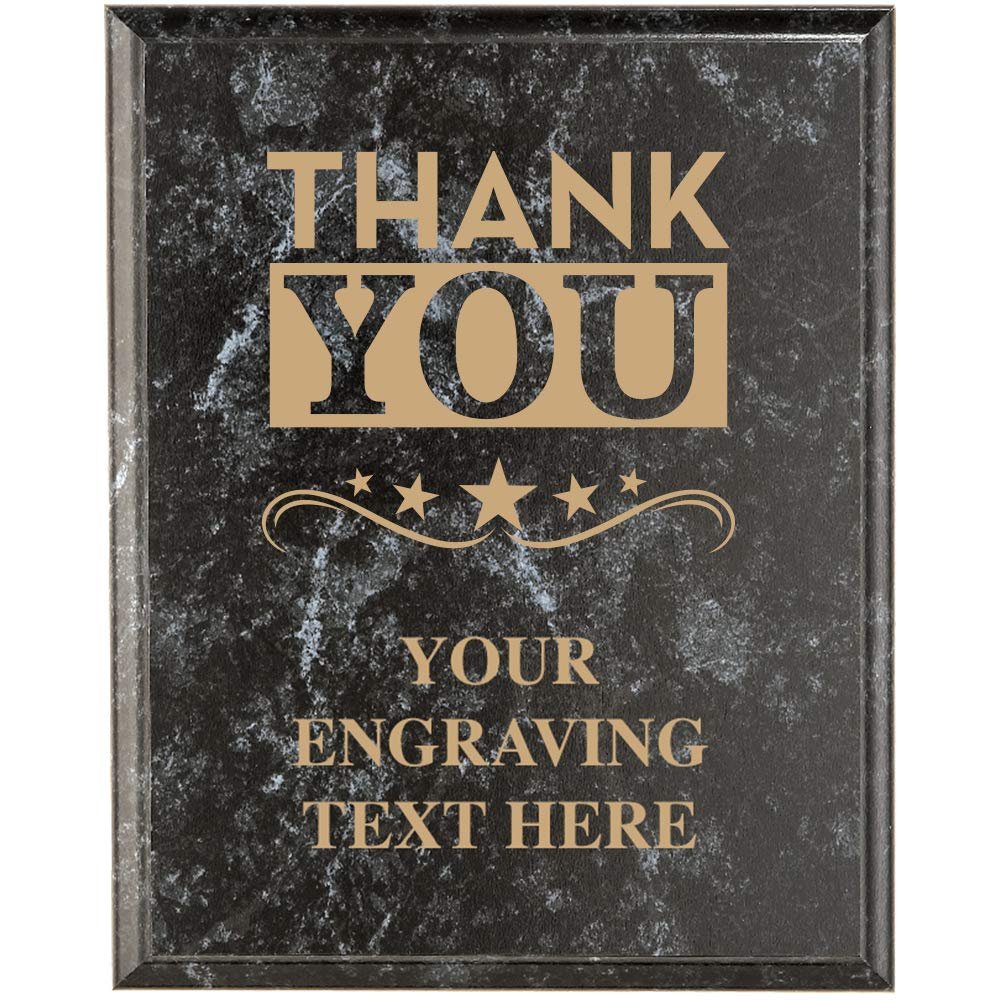 Crown Awards Corporate Employee Recognition Plaques - 7 x 9 Thank You Black Marbleized Recognition Trophy Plaque Award Prime