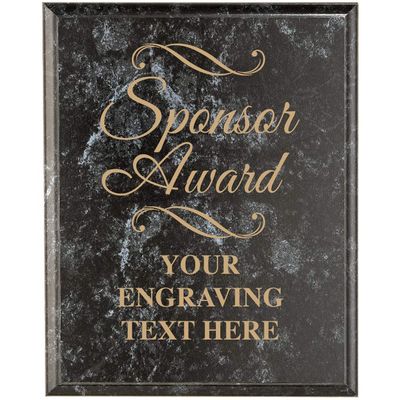 Corporate Appreciation Plaques - 7 x 9 Sponsor Award Black Marbleized Recognition Trophy Plaque Award Prime