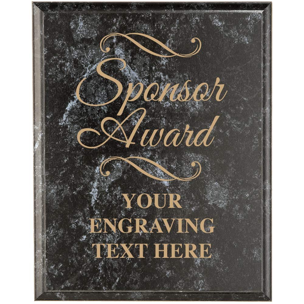 Corporate Appreciation Plaques - 7 x 9 Sponsor Award Black Marbleized Recognition Trophy Plaque Award Prime